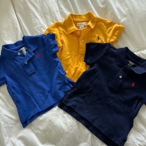 Three Ralph Lauren Polo Shirts 9M Blue Navy Yellow